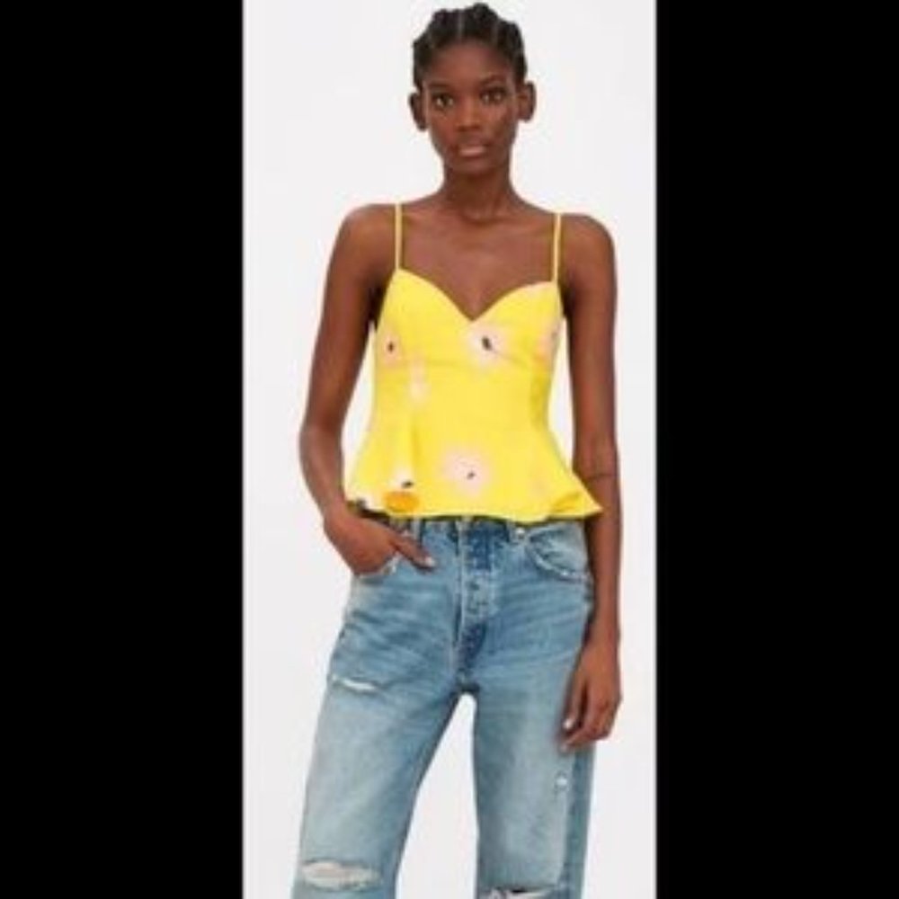 Yellow floral Zara peplum camisole